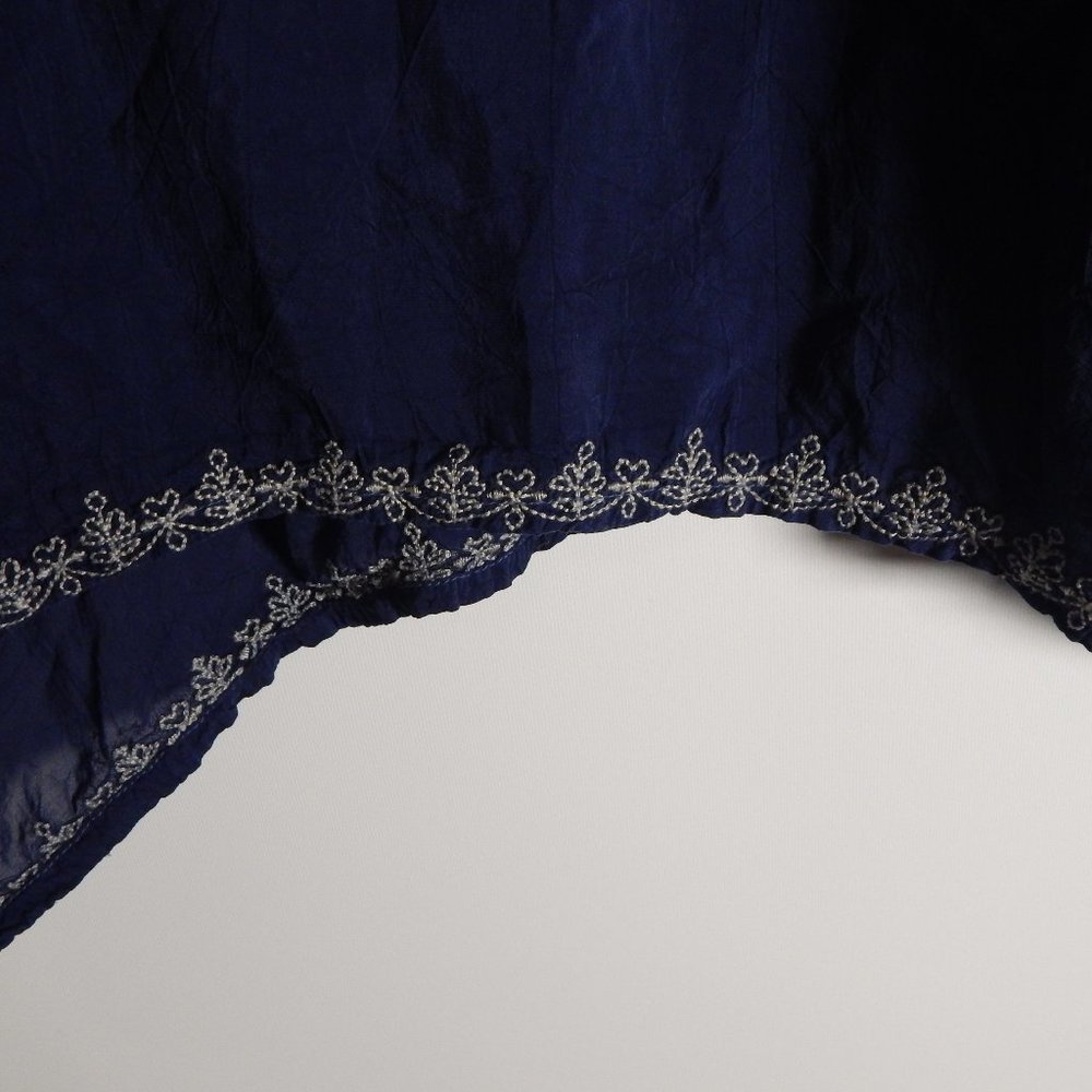 Johnny Was Paizyn 3/4-Sleeve Embroidered Blouse, Blue Night Sold Out - Picture 10 of 11